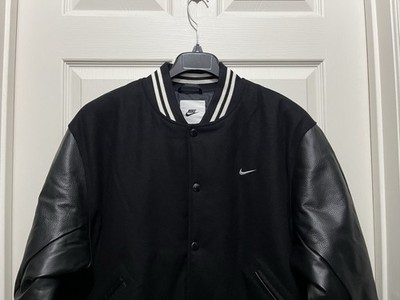 Nike Authentics Varsity Jacket Wool Leather Black Men's Size XL