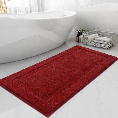 SHACOS Super Soft Fluffy Red Bathroom Rug 20x47'' Non-Slip Washable Long Bath Mat