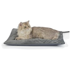 Outdoor Heated Cat Bed, Soft Pet Heating Pad with Steel-Wrapped Cord, outside Pe