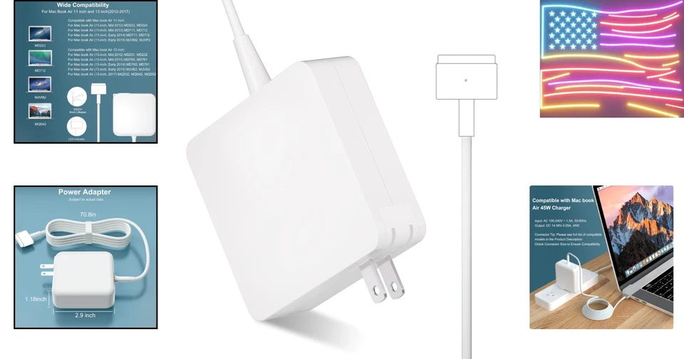 Reliable Replacement for MacBook Air 45W Charger - Fast Charging & Safe Design - Image 2 of 4