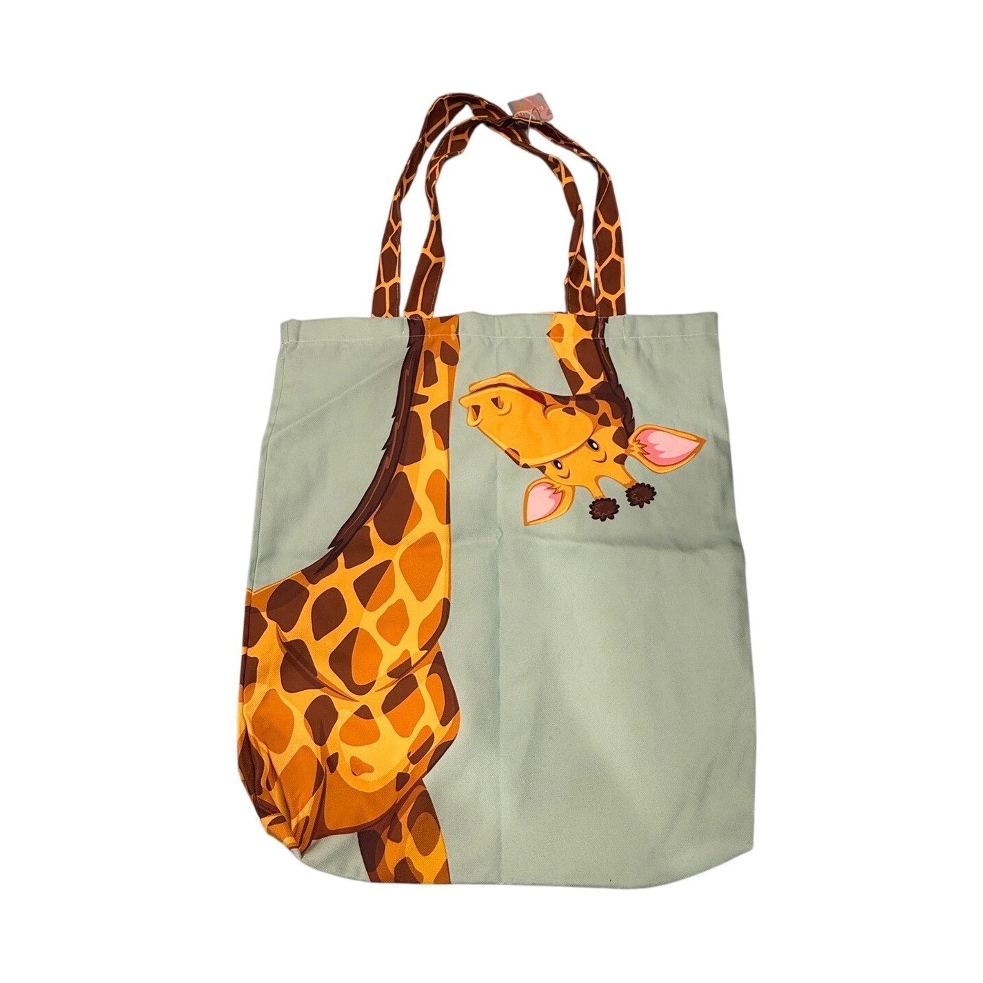 Ecrou Giraffe Print Tote Bag Mint Green Polyester Reusable Grocery Beach Bag NWT