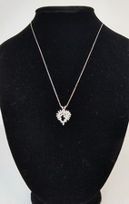 Sterling Silver cubic zirconia cluster Small Heart Pendant Necklace 20" Chain
