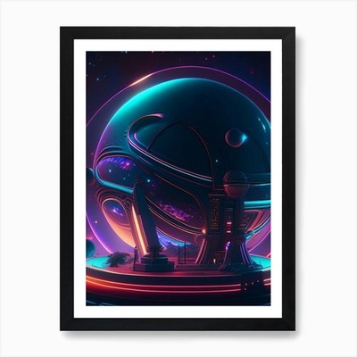 Planetarium Neon Nights Space Art P Framed Wall Art Poster Canvas Print Picture