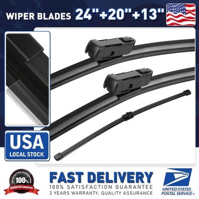 High Quality Bracketless Front+Rear Windshield Wiper Blades Set of 24''&20''&13''