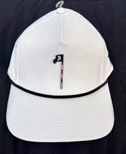Branded Bills Adult SnapBack Golf Hat NWT White Authentic Flag Black Rope Cap
