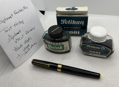 Diplomat Classic Fountain Pen w. Germany With Pelikan & Parker Ink Bottle