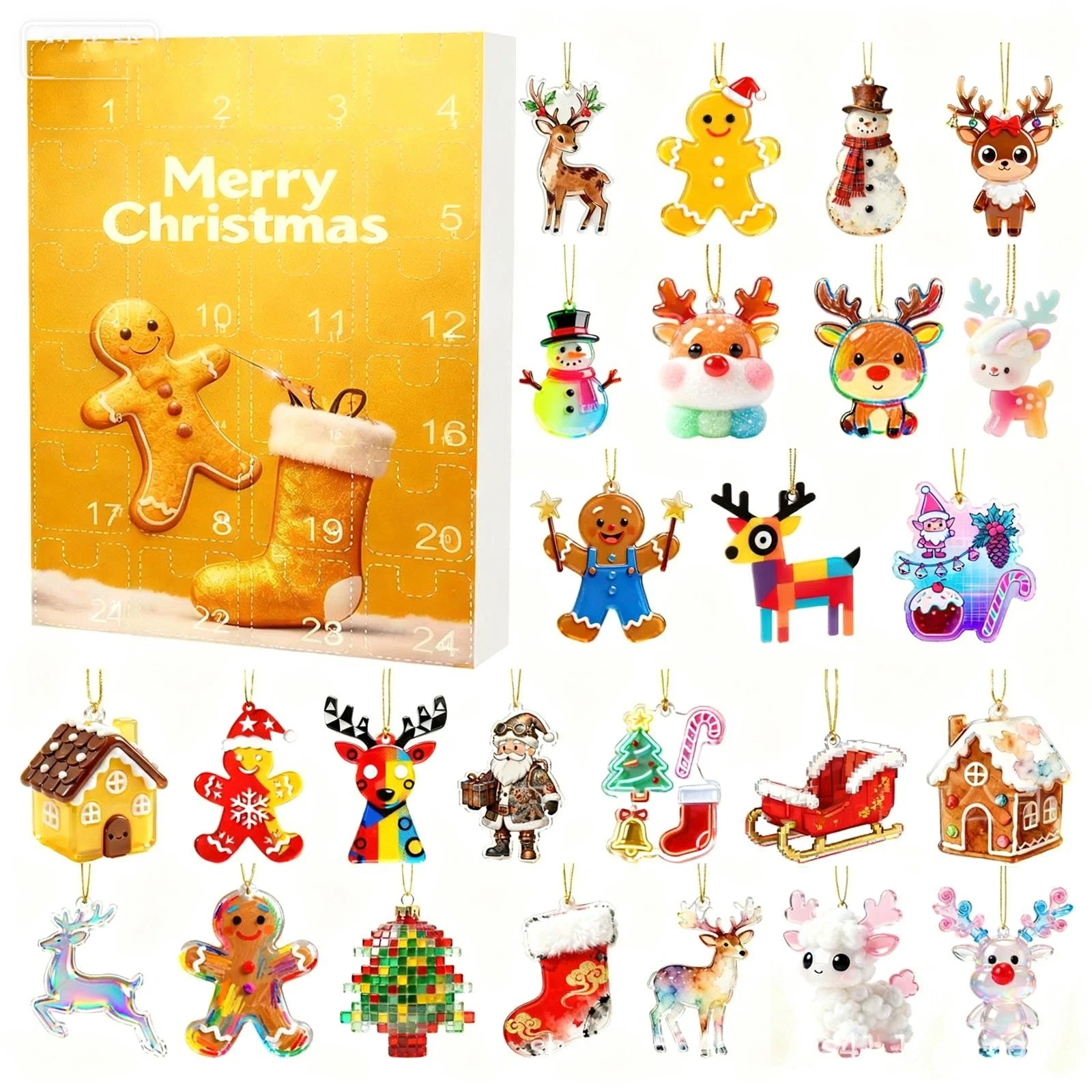 Merry Christmas Countdown Gingerbread Man Advent Calendar 24 Days 2D Blind Box