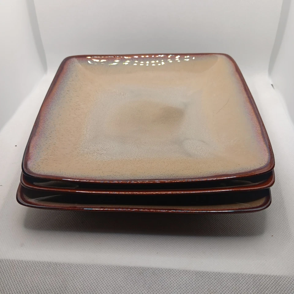 Set of 3 Sango 4933 Nova Brown Square Salad Plates 7 3/4" - Image 4 of 4