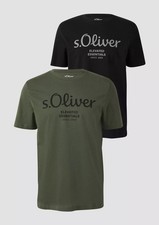 2 x S.OLIVER Herren T-Shirts Logo  M L XL XXL 3XL schwarz weiß navy oliv
