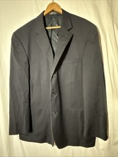 Andrew Fezza Dark Navy Pinstripe Blazer Size 42R Worsted Wool Jacket