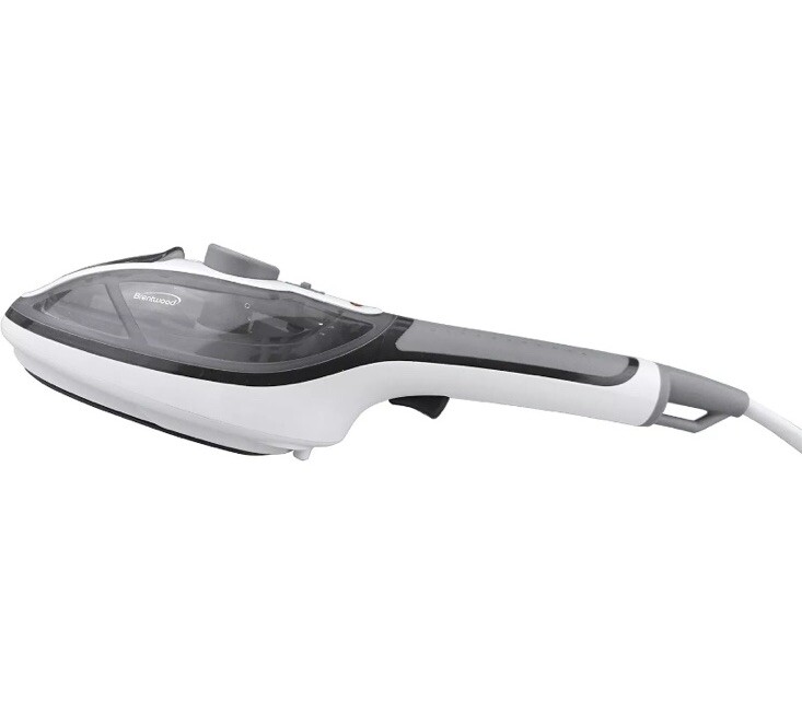 Brentwood Clothes Steamer and Iron Non-Stick, Handheld, White/Black 