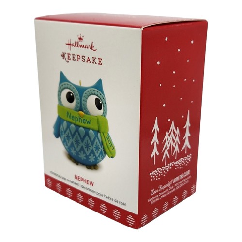 Hallmark 2017 ~ Neffe ~ Schöne blaue Eule Aufbewahrungsornament ~ Neu im Karton - Bild 3 von 6
