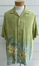 Tommy Bahama Men’s XL 100% Silk Hawaiian Floral Copyrighted Print Camp Shirt LN