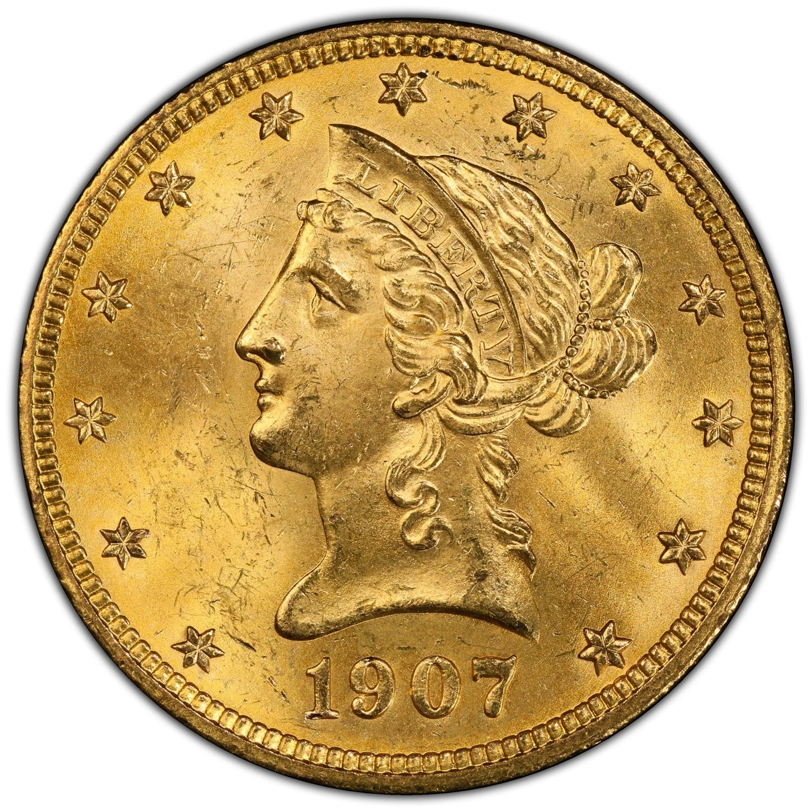 1907 $10 Liberty Liberty Head Eagle PCGS MS64+ (CAC) The Fairmont Collection ...