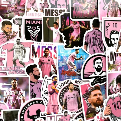 5-50 pcs Messi Inspired Stickers, Miami Pink World Cup Trophy Laptop Car Decals