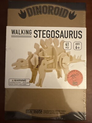 Dinoroid Stegosaurus Walking 3D Wooden Craft Kit Motor Assembly 12  x 3.25  x 5 