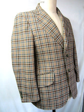 Cosplay Mens Jacket Suit Coat Sport Blazer Green Plaid Disco Vtg 60 70s WESTCOTT