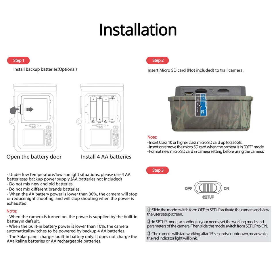 50MP 4K Hunting Camera Waterproof Trail Camera For Outdoor Wildlife Hunting - Image 3 of 4