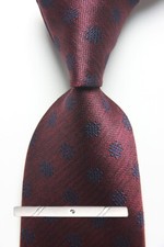 New Classic Polka Dot Red Blue JACQUARD WOVEN 100 Silk Men's Necktie Tie