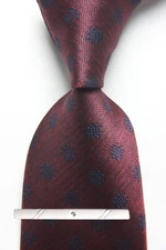 New Classic Polka Dot Red Blue JACQUARD WOVEN 100% Silk Men's Necktie Tie