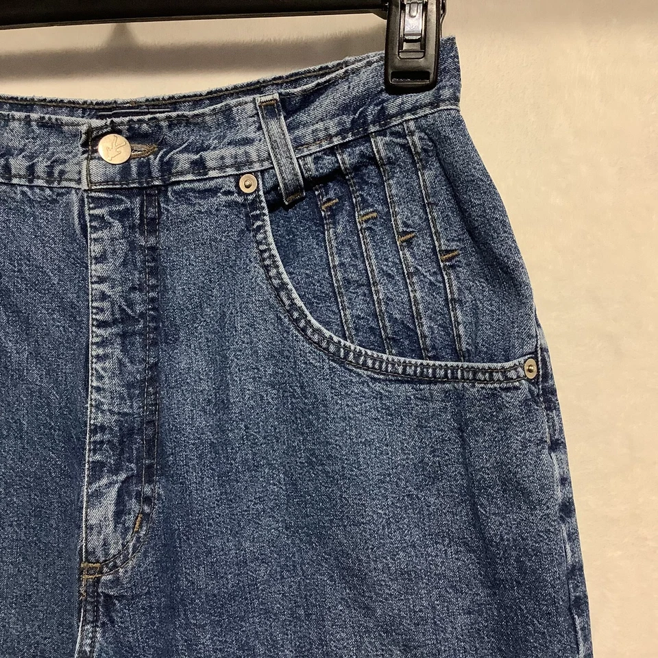 Pantalones de mezclilla de cintura súper alta para mamá talla 10 bolsillo plisado de colección francés Foto 4 de 4