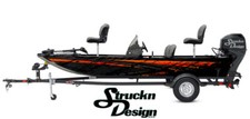 Orange Yellow Distressed Splatter Fish Bass Boat Black Decal Wrap USA Vinyl