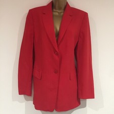Ladies Blazer Jacket Size 12 Red Basler Pockets Pure New Wool