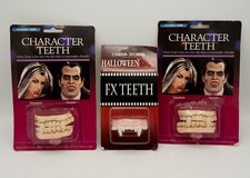 Set of 3 NEW Vtg 1990s Halloween Vampire Fangs Teeth Fun World Cinema Secrets