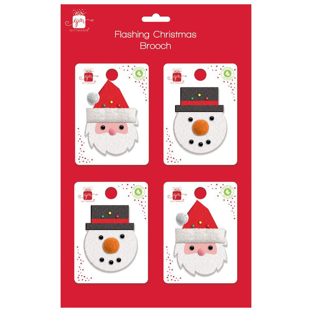 Single LED Flashing Christmas Brooch