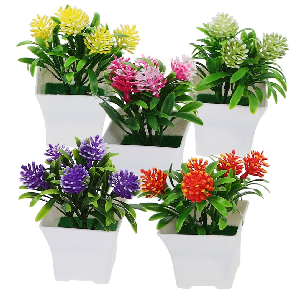 5 Piece Artificial Mini Potted Plants for Desktop Decor 5 Piece Artificial Mini Potted Plants for Desktop Decor