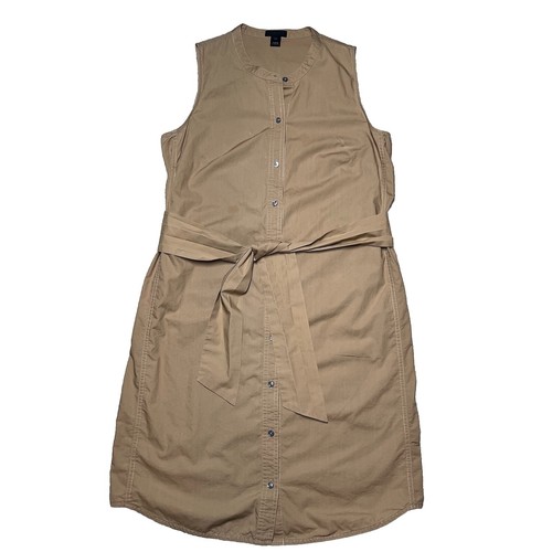 J Crew Collection Womens Sleeveless Shirt Dress XS Khaki Minimalist Preppy Polo - Picture 6 of 10