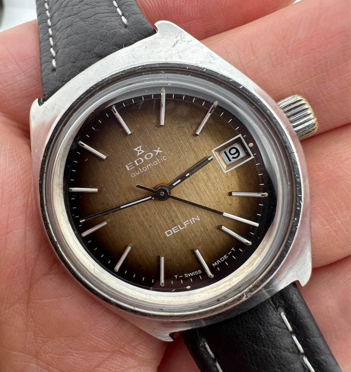 VINTAGE EDOX DELFIN MENS AUTOMATIC ETA WATCH TROPICAL DIAL | eBay