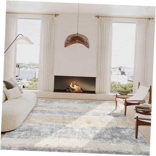 Area Rug 8x10 Washable Rug Modern Abstract Rug Indoor 8'x10' Modern Gold