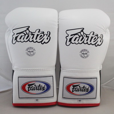 FAIRTEX MUAY THAI KICK BOXING GLOVES BGL6 WHITE BLACK RED COLOR