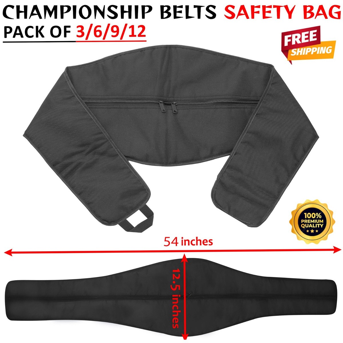 Championship Belt Bag \Wrestling Replica Belts Zipper Bags (3/6/9/12) Packs