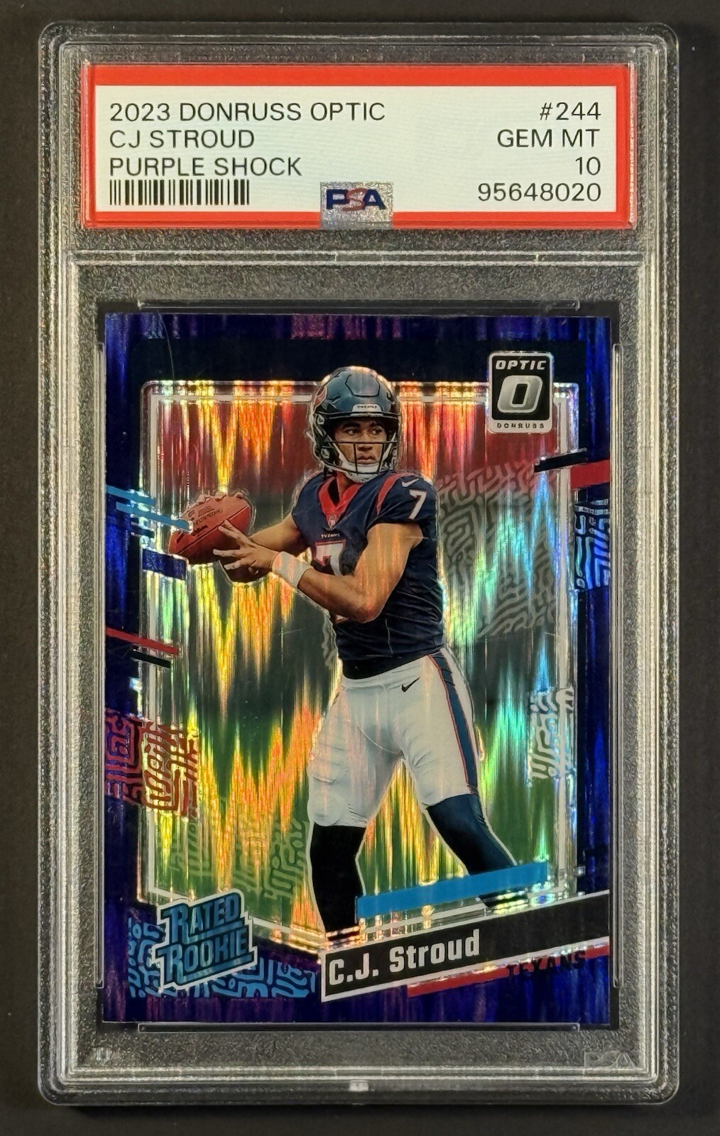 2023 Donruss Optic Purple Shock Prizm #244 CJ Stroud Texans RC Rookie PSA 10