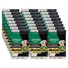 Streax Insta Shampoo Hair Colour For Unisex, Enriched With Almond Oil Pack of 16
