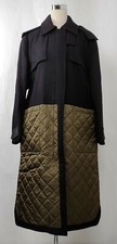 Mcm Women's Black Wool/ Olive Green Quilted Nylon Long Coat W/hood Mfc9ara47bk