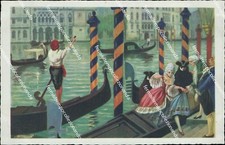 bv562 cartolina venezia citta' nel 700 ritorno a palazzo veneto illustr. bertani