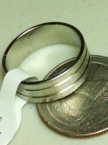 Vintage Stainless Steel Mens Ring Art Deco Line Color In Photo Size 8.75 B15 - Picture 4 of 8