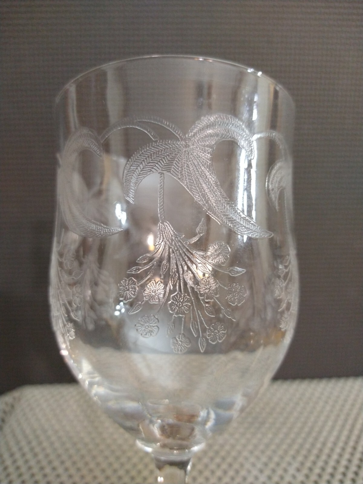 Set of 5 Vintage Etched Crystal Wine Glasses eBay