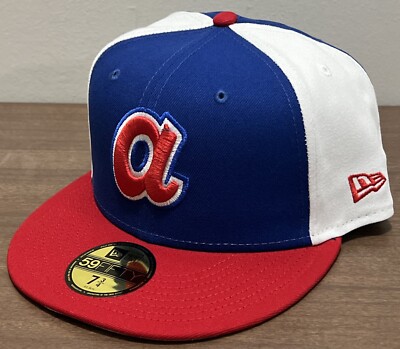 New Era Atlanta Braves 59Fifty Blue Red Pinwheel Retro Fitted MLB