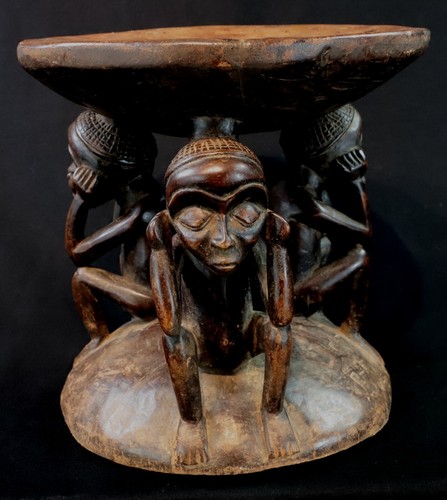 Art Africain Tribal African Stool - Tabouret à Cariatides Chokwe - 24,5 Cms - Photo 2 sur 9