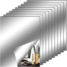 Fantasyon 10 Pieces Flexible Mirror Sheets, Self Adhesive Decorative Plastic Mir