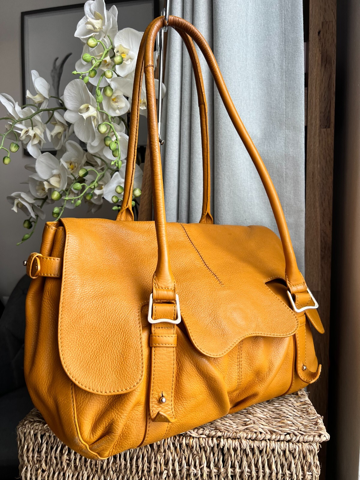 Radley Grosvenor Mustard Yellow Tan Large Shoulder Bag Handbag with Pink Lining eBay