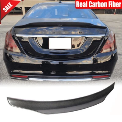 For Mercedes Benz W222 S400 S550 S63 S65 Real Carbon Rear Trunk Spoiler Wing - Image 1 of 4