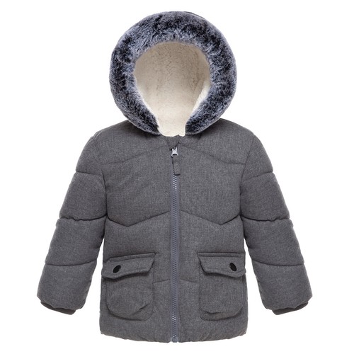 Rokka&Rolla Baby Boys' Soft Mini Fur Lined Puffer Jacket Hooded Winter Coat - Picture 19 of 38