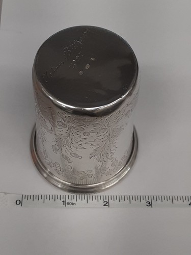 Austrian Silver Cup Antique Ivy Leaf Floral Kiddush cup julep beaker - Picture 11 of 11