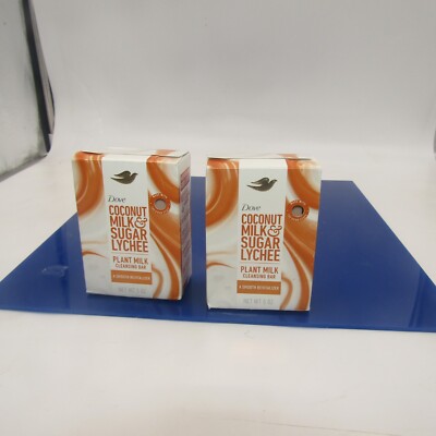 2X  Dove COCONUT MILK & SUGAR LYCHEE Revitalizing Plant Milk Cleansing Bar-5oz.