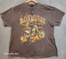 Man Boohoo Man Redemption T-Shirt Men's Large Brown